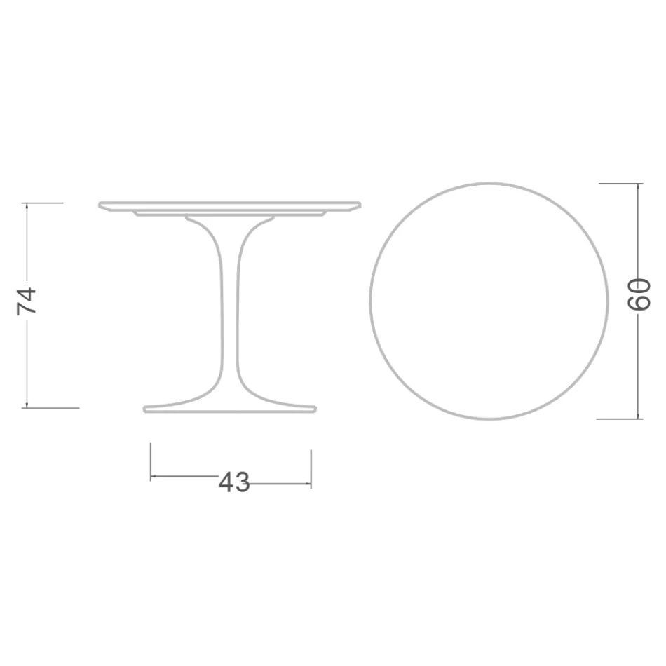 Mesa Tulipa de Eero Saarinen, 74 cm de altura, redonda, em cerâmica Domoos, fabricada na Itália - Escarlate Viadurini