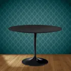 Mesa Tulipa de Eero Saarinen, 74 cm de altura, redonda, em cerâmica Domoos, fabricada na Itália - Escarlate Viadurini