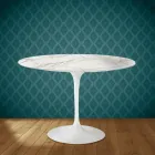 Mesa Tulipa de Eero Saarinen, 74 cm de altura, redonda, em cerâmica brilhante, fabricada na Itália - Escarlate Viadurini