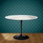 Mesa Tulipa de Eero Saarinen, 74 cm de altura, redonda, em cerâmica brilhante, fabricada na Itália - Escarlate Viadurini