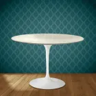 Mesa Tulipa de Eero Saarinen, 74 cm de altura, redonda, em cerâmica Marmorio, fabricada na Itália - Escarlate Viadurini