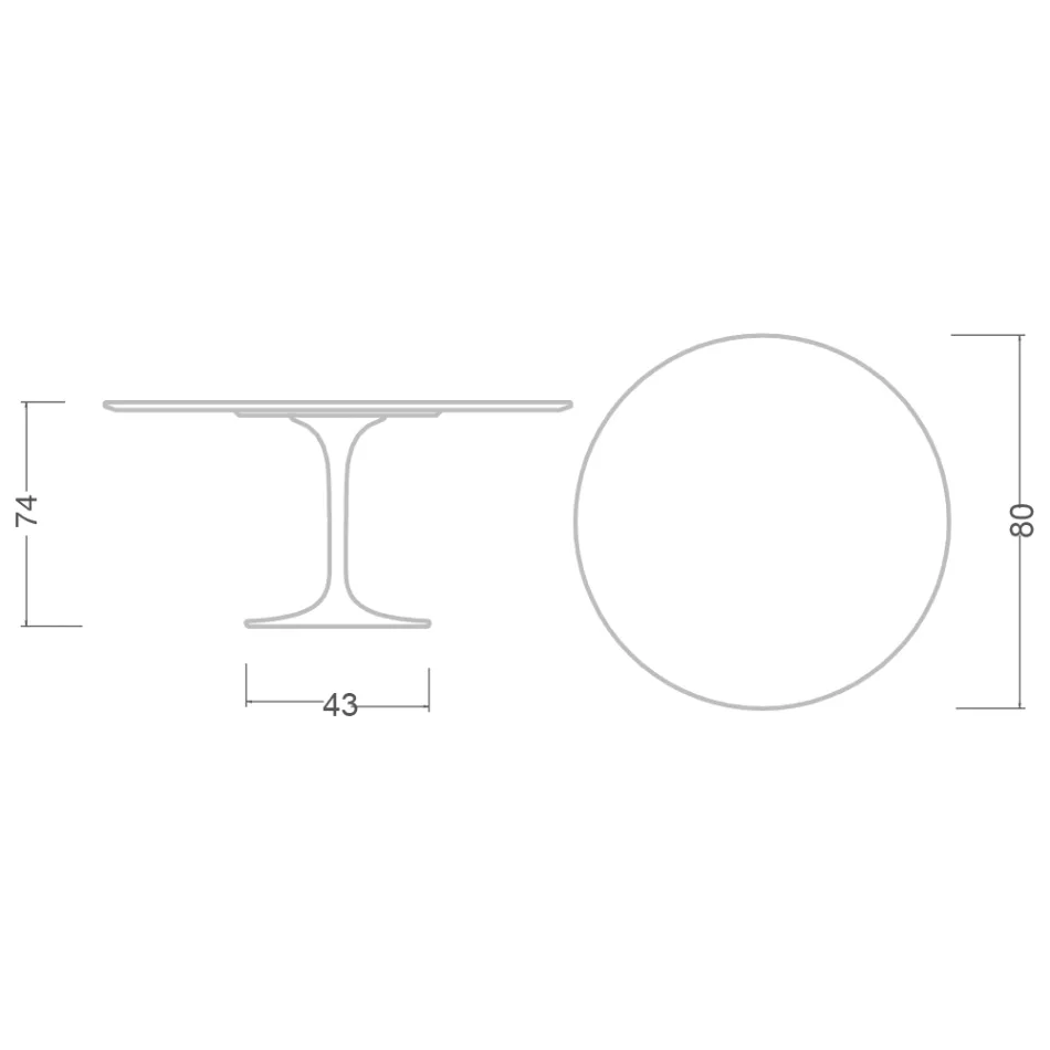 Mesa Tulipa de Eero Saarinen, 74 cm de altura, redonda, em cerâmica Marmorio, fabricada na Itália - Escarlate Viadurini