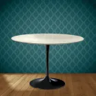 Mesa Tulipa de Eero Saarinen, 74 cm de altura, redonda, em cerâmica Marmorio, fabricada na Itália - Escarlate Viadurini