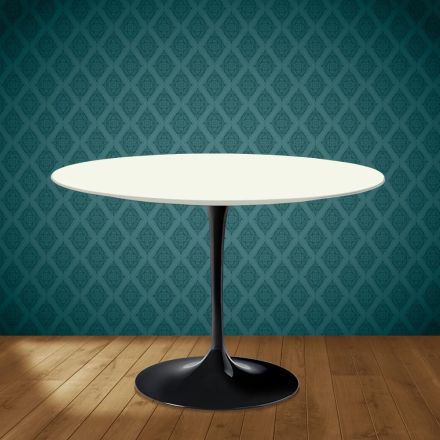 Mesa Tulipa H 74 Redonda em Cerâmica Moonè, fabricada na Itália - Escarlate Viadurini
