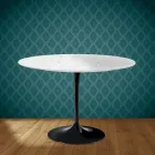 Mesa Tulipa de Eero Saarinen, 74 cm de altura, redonda, em cerâmica Salina, fabricada na Itália - cor escarlate Viadurini