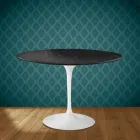 Mesa Tulipa de Eero Saarinen, 74 cm de altura, redonda, em cerâmica Somnia, fabricada na Itália - cor Scarlet Viadurini