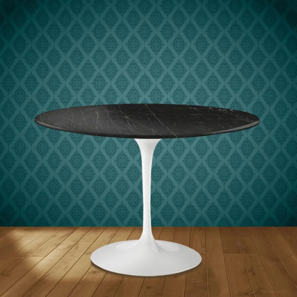 Mesa Tulipa de Eero Saarinen, 74 cm de altura, redonda, em cerâmica Somnia, fabricada na Itália - cor Scarlet Viadurini