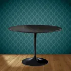 Mesa Tulipa de Eero Saarinen, 74 cm de altura, redonda, em cerâmica Somnia, fabricada na Itália - cor Scarlet Viadurini