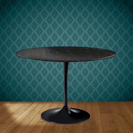 Mesa Tulipa de Eero Saarinen, 74 cm de altura, redonda, em cerâmica Somnia, fabricada na Itália - cor Scarlet Viadurini