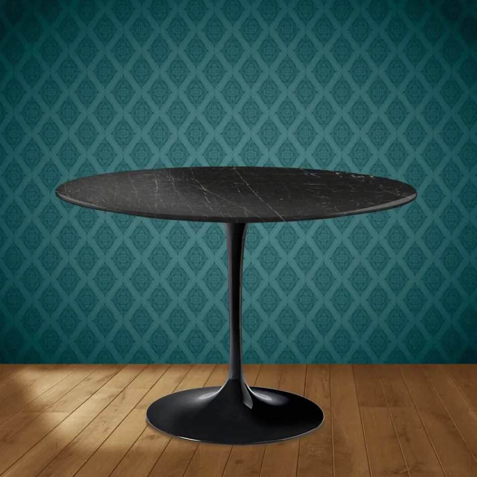 Mesa Tulipa de Eero Saarinen, 74 cm de altura, redonda, em cerâmica Somnia, fabricada na Itália - cor Scarlet Viadurini