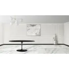 Mesa Tulip Eero Sarinen H 73 Oval Extensível em Laminado Líquido Preto - Escarlate Viadurini