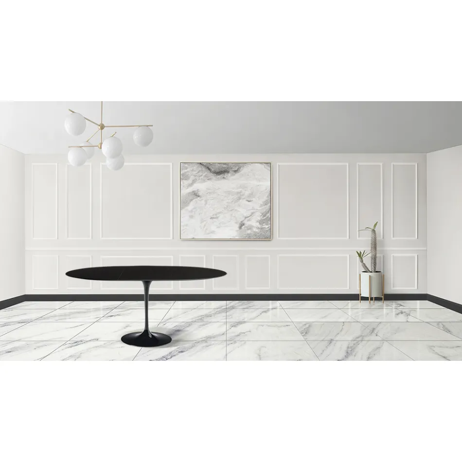 Mesa Tulipa Saarinen H 73 Extensível em Laminado Líquido Preto Made in Italy - Escarlate Viadurini