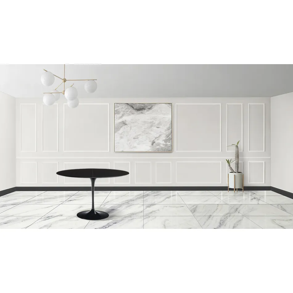 Mesa Tulipa Saarinen H 73 Extensível em Laminado Líquido Preto Made in Italy - Escarlate Viadurini