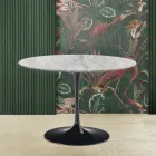 Mesa Tulipa Saarinen H 73 com tampo redondo em mármore Arabescato Made in Italy Viadurini