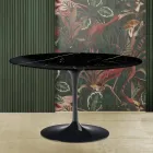 Mesa Saarinen Tulip H 73 com tampo redondo em mármore preto Marquinia Made in Italy - Escarlate Viadurini