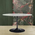 Mesa Tulipa Saarinen H 73 Oval em mármore de Carrara Statuarietto Made in Italy - Escarlate Viadurini