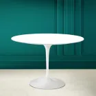 Mesa Tulipa Saarinen H 73 Redonda em Cerâmica Branco Absoluto Made in Italy - Scarlet Viadurini