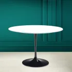 Mesa Tulipa Saarinen H 73 Redonda em Cerâmica Branco Absoluto Made in Italy - Scarlet Viadurini