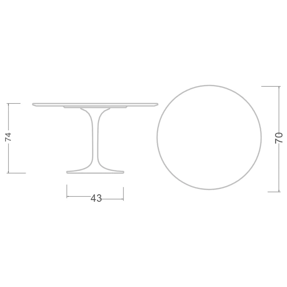 Mesa Tulipa Saarinen H 73 Redonda em Cerâmica Calacatta Michelangelo - Escarlate Viadurini