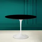 Mesa Tulipa Saarinen H 73 Redonda em Cerâmica Preta Absoluta Made in Italy - Escarlate Viadurini