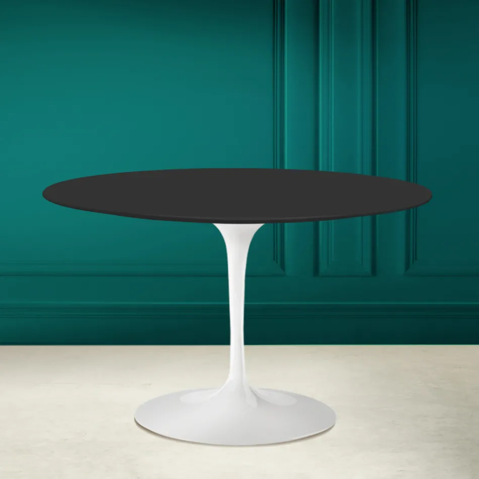 Mesa Tulipa Saarinen H 73 Redonda em Cerâmica Preta Soft Made in Italy - Escarlate Viadurini