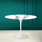 Mesa Tulipa Saarinen H 73 Redonda Cerâmica Statuario Altissimo Made in Italy - Escarlate Viadurini