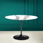 Mesa Tulipa Saarinen H 73 Redonda Cerâmica Statuario Altissimo Made in Italy - Escarlate Viadurini