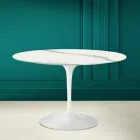 Mesa Tulipa Saarinen H 73 Redonda em Cerâmica Estatuária Veias Cheias Made in Italy - Escarlate Viadurini