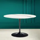 Mesa Tulipa Saarinen H 73 Redonda em Cerâmica Estatuária Veias Cheias Made in Italy - Escarlate Viadurini
