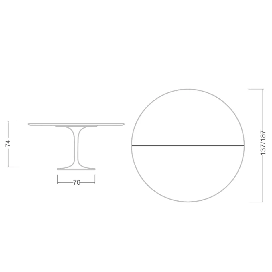 Mesa Tulipa Saarinen H 74 Extensível em Laminado Líquido Branco Made in Italy - Escarlate Viadurini
