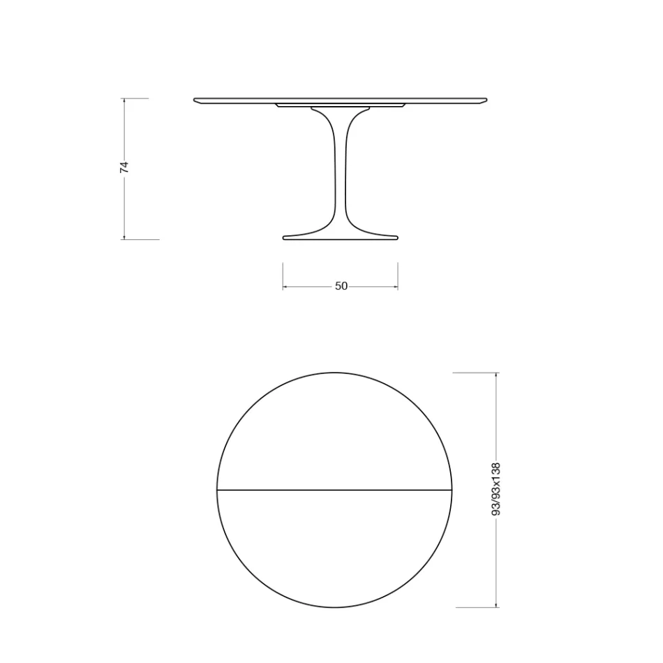 Mesa Saarinen Tulip H 74 extensível em laminado líquido preto, fabricada na Itália - Scarlet Viadurini
