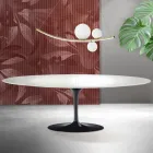 Mesa Saarinen Tulip extensível de 74 cm em cerâmica Florim branca - Scarlet Viadurini