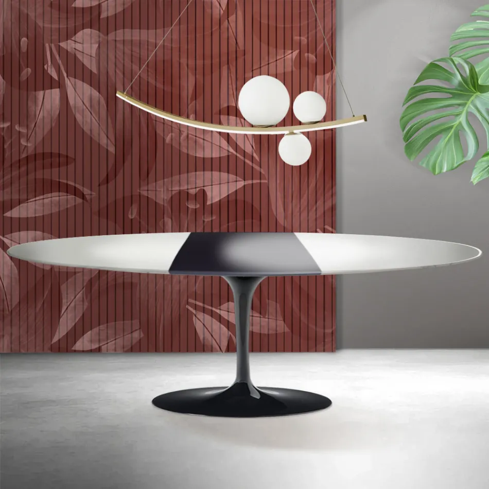 Mesa Saarinen Tulip extensível de 74 cm em cerâmica Florim branca - Scarlet Viadurini