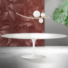 Mesa Saarinen Tulip extensível de 74 cm em cerâmica Florim branca - Scarlet Viadurini
