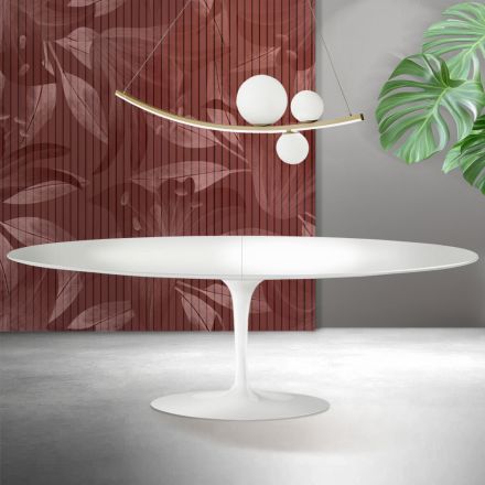 Mesa Saarinen Tulip extensível de 74 cm em cerâmica Florim branca - Scarlet Viadurini
