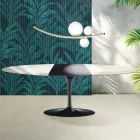 Mesa Saarinen Tulip extensível de 74 cm em cerâmica Florim Calacatta Gold Gloss - Scarlet Viadurini