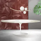 Mesa Saarinen Tulip extensível de 74 cm em cerâmica Florim Calacatta Gold Matt - Scarlet Viadurini