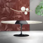 Mesa Saarinen Tulip extensível de 74 cm em cerâmica Florim Calacatta Gold Matt - Scarlet Viadurini