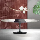 Mesa Saarinen Tulip extensível de 74 cm em cerâmica fosca Florim Statuario - Escarlate Viadurini