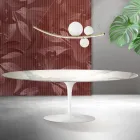 Mesa Saarinen Tulip extensível de 74 cm em cerâmica fosca Florim Statuario - Scarlet Viadurini