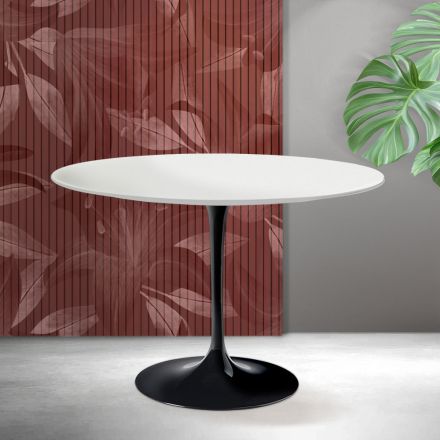 Mesa Saarinen Tulip, 74 cm de altura, em cerâmica Florim branca fosca - Scarlet Viadurini