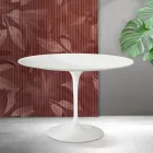 Mesa Saarinen Tulip, 74 cm de altura, em cerâmica Florim branca fosca - Scarlet Viadurini