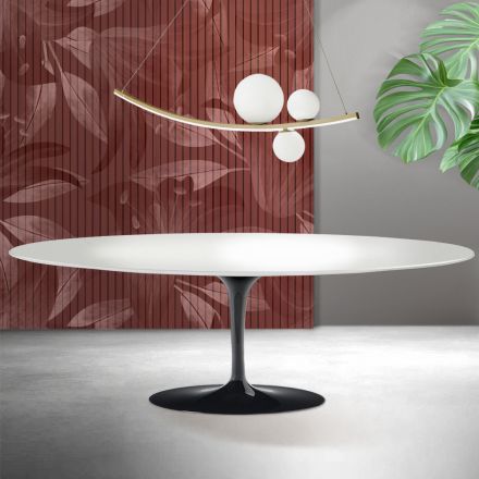Mesa Saarinen Tulip, 74 cm de altura, em cerâmica Florim branca - Scarlet Viadurini