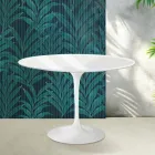 Mesa Saarinen Tulip, 74 cm de altura, em cerâmica Florim branca brilhante - Scarlet Viadurini