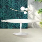 Mesa Saarinen Tulip, 74 cm de altura, em cerâmica Florim Calacatta Gold Gloss - Scarlet Viadurini