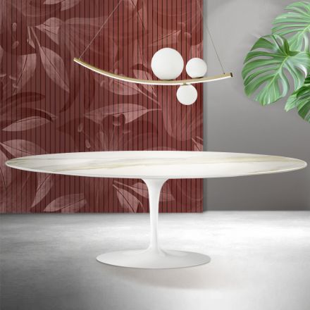 Mesa Saarinen Tulip H 74 cm em cerâmica Florim Calacatta Gold Matt - Scarlet Viadurini