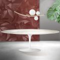 Mesa Saarinen Tulip H 74 cm em cerâmica Florim Calacatta Gold Matt - Scarlet