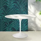 Mesa Tulip Saarinen H 74 cm em cerâmica Florim Statuario Lucido - Scarlet Viadurini