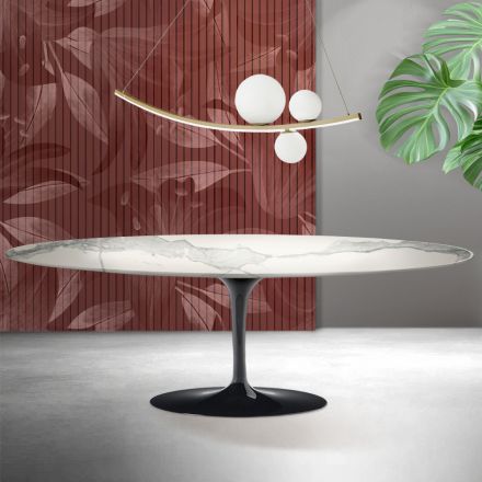 Mesa Tulip Saarinen H 74 cm em Matt Florim Statuario Ceramica - Scarlet Viadurini