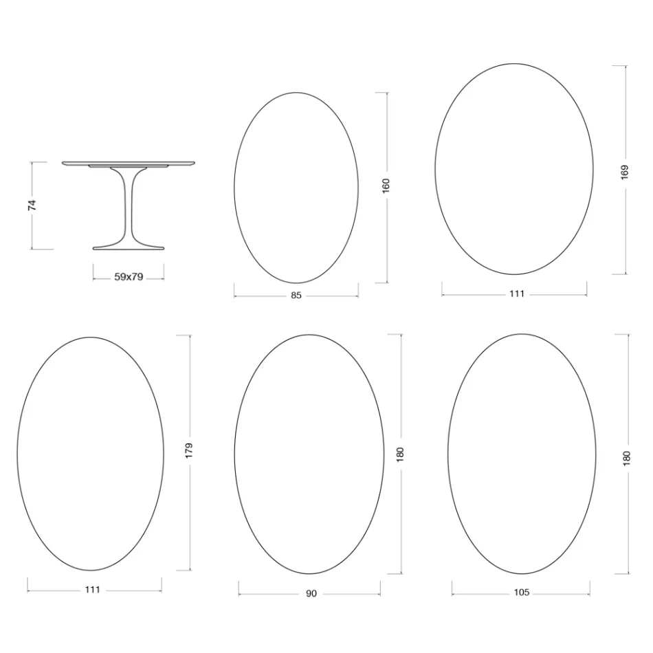 Mesa Tulip Saarinen H 74 cm em Matt Florim Statuario Ceramica - Scarlet Viadurini